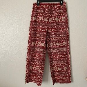 Sezane Red and Cream Cropped Pants